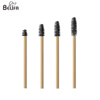 

Belifa eco friendly mini black nylon hair disposable bamboo stick handle brow eyelash mascara wand lash cleansing cleaner brush