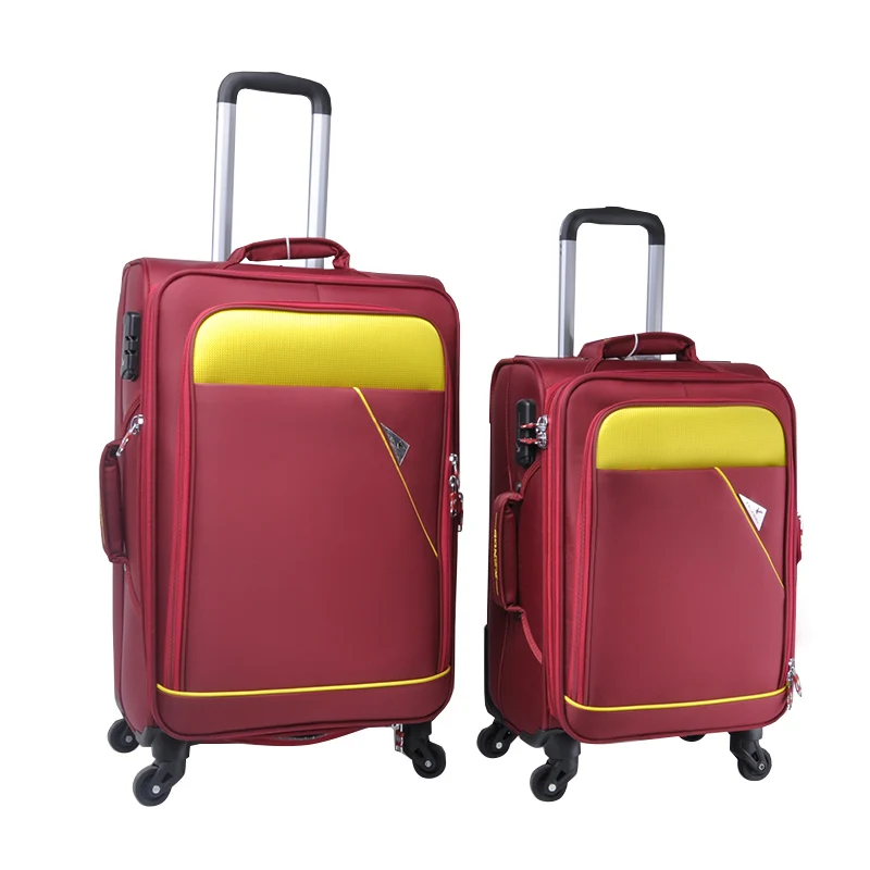 

20"24" trolley luggage set expandable polyester travel luggage four spinner wheels suitcase red fashion lady carry-on luggage, Black, blue, brown, grey, red, customized