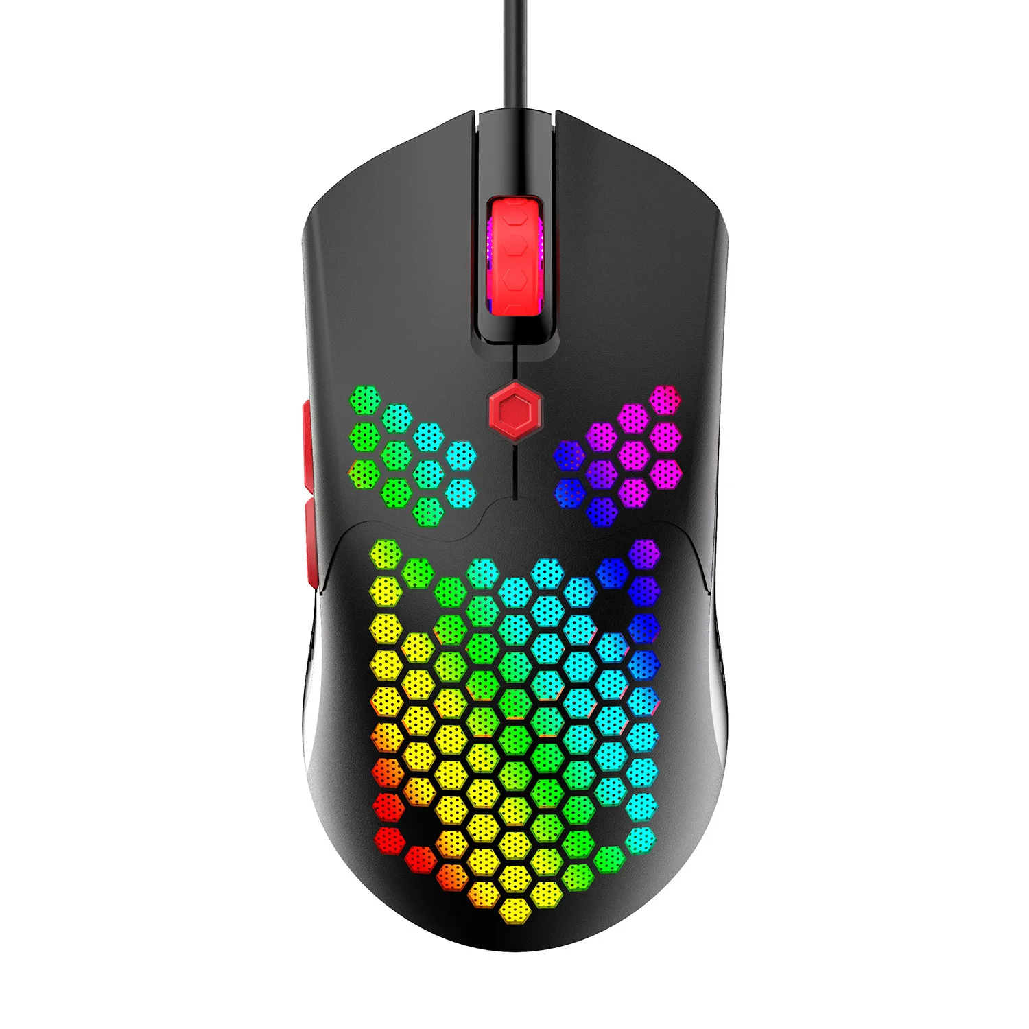 

Computer Gamer 12000DPI Light Weight Honeycomb Drivers USB 7D Optical Wired RGB Gaming Mouse, Black, white, green