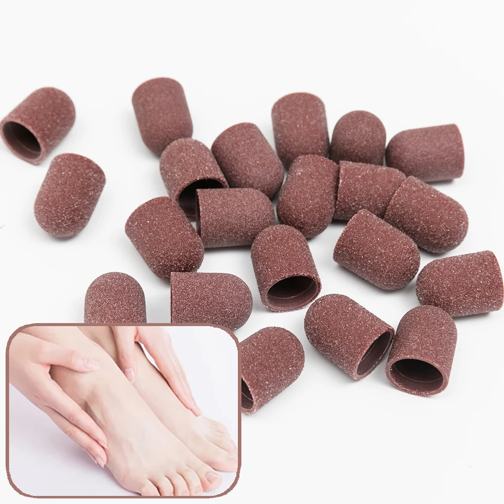 

10mm 13mm 150# pedicure calluses abrasive pink nail sanding caps for foot podiatry