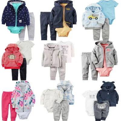 

Boutique jacket romper sweat suit baby hoodie set girls boys 3pc baby clothing set, 43 designs