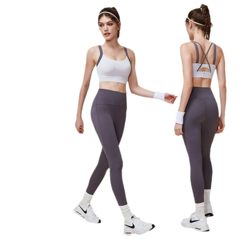 

Aoyema New Arrival Back Cross Fitness Yoga Wear Workout Women Gym Sets Ladies Athletic Activewear Gym Wear for women