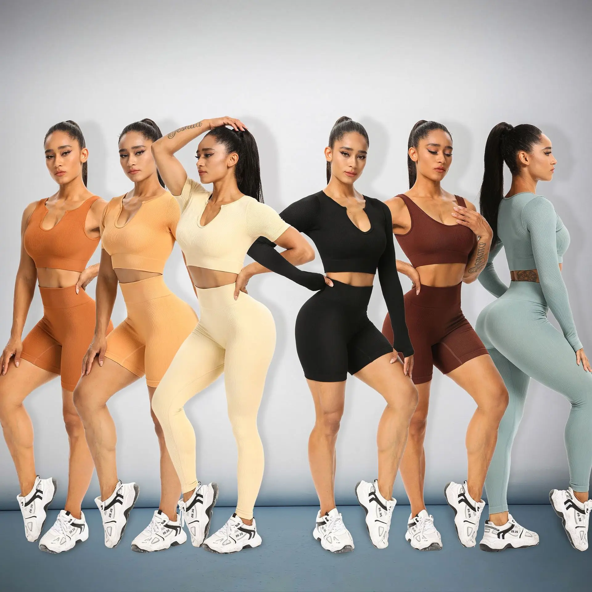

wholesale summer women clothes sports wear fitness & yoga wear set seamless yoga suit shorts outfits biker shorts activewear set, Oem yoga clothes