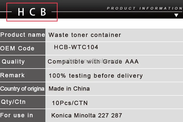 Waste Toner Box For Konica Minolta Bizhub 227 287 367 Buy Waste Toner Box Toner Powder Container Bizhub 227 Product On Alibaba Com