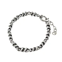 

Handmade S925 Sterling Silver Retro Twisted Personalized Vintage Chain Bracelet Women