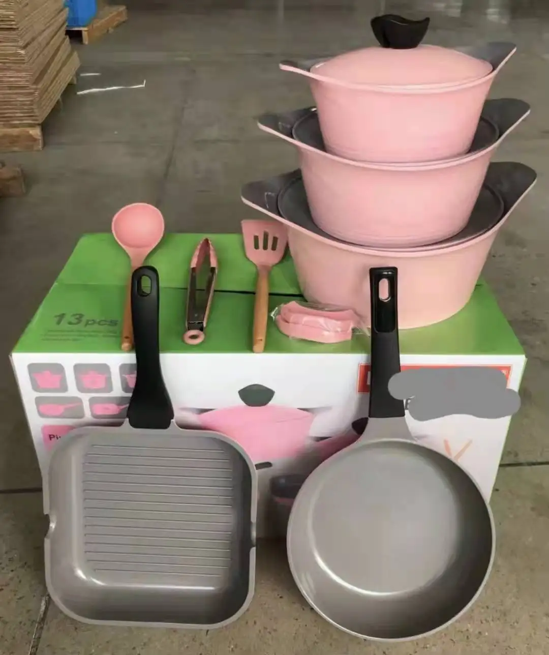 

13pcs high quality non-stick with excellent stockpot with aluminum cookware set hot saling, Customized color