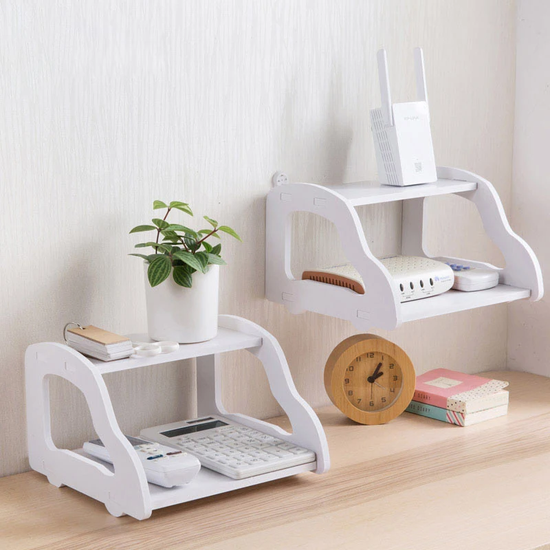 

Set-top box shelf free punching router set-top box phone storage rack wall-mounted rack, White
