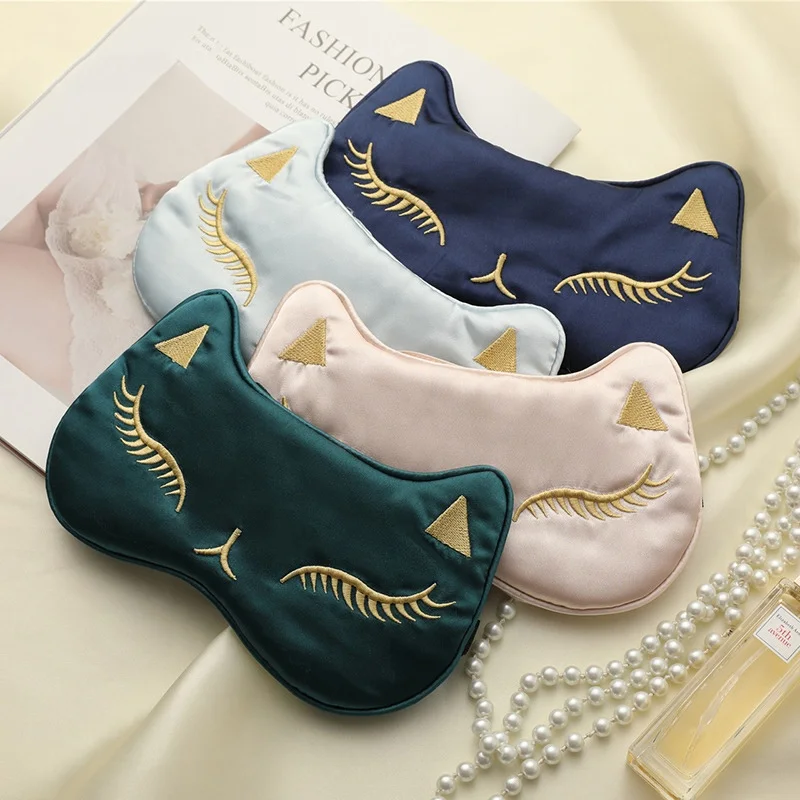 

New Product Hot Cold Gel Ice Pack Embroidery Fox USB Electric Heated Silk Satin Eye Mask