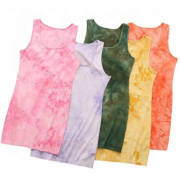 

Wholesale Fashion Summer Women Plain Tie-dye Cotton Tank Top Vest Dress