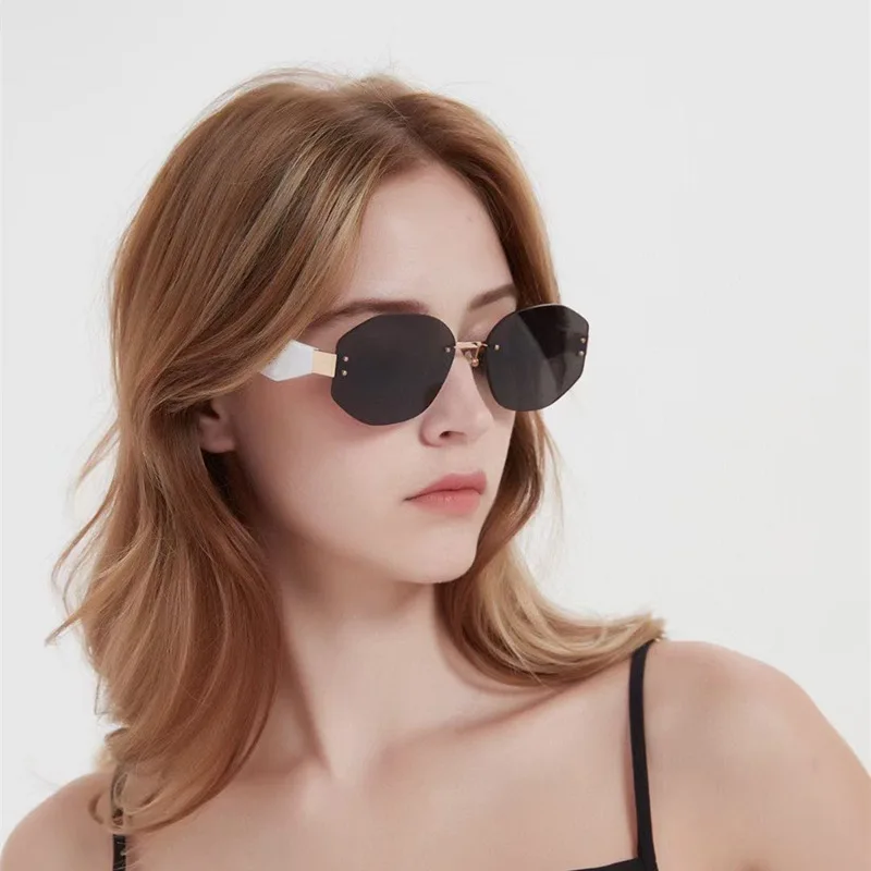 

UNOC New Trending Sunglasses 2023 Rimless Sunglasses Women Men Sun Glasses Luxury Retro Personality