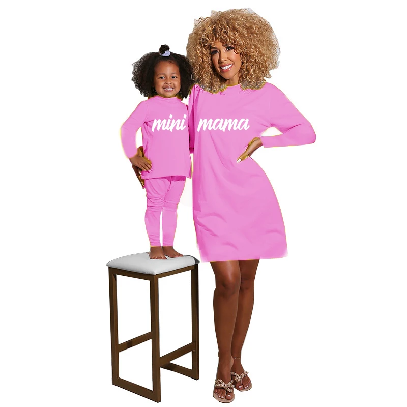

Fashion Children Clothes Mommy And Me Outfits Casual Quantity Print Top Kids Fall Clothing Mini Winter Dresses Women