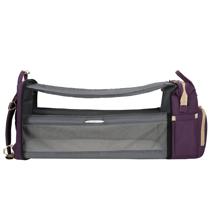 

Hot Sale Unisex telescopic stand multi-functional travel light weight diaper bags, Purple
