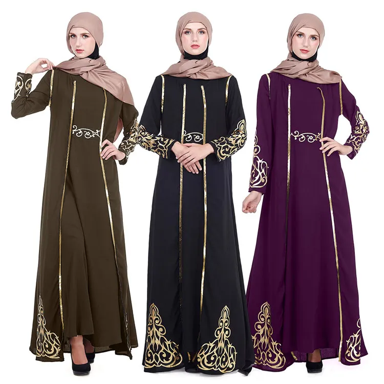 

Wholesale two piece muslim dress premium embroidered islamic clothing women kaftan dresses