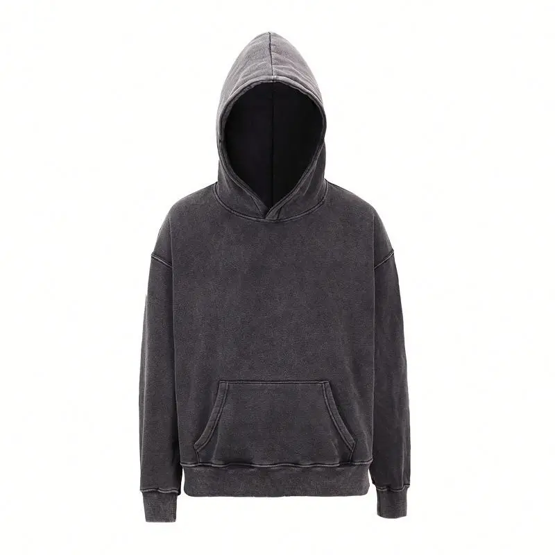 

High quality 100% cotton acid washed hoodie High Street Series Washing old sweater stone washed vintage hoodie