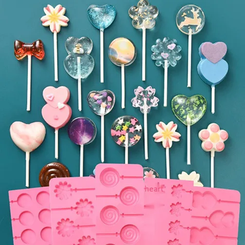 

Lollipop silicone mold Cheese stick mold homemade diy star Star lollipop cake silicone resin silicone mold, Pink