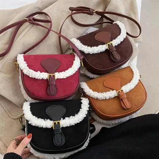 

B10124 Women Christmas day wool handbags cute crossbody purses and bags for women, 4 colors