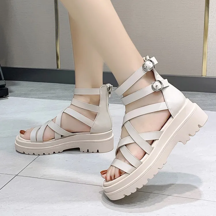 

2021 fashion sexy cheap peep toe block heels flat gladiator sandals designer shoes women famous brands, White, black