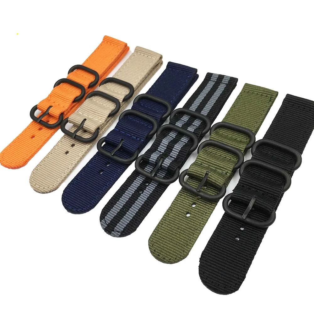 

18mm 20mm 22mm 24mm NATO Nylon Watchband Strap High Quality Canvas Weave Ring Buckle Striped Watch Band Bracelet Accessories