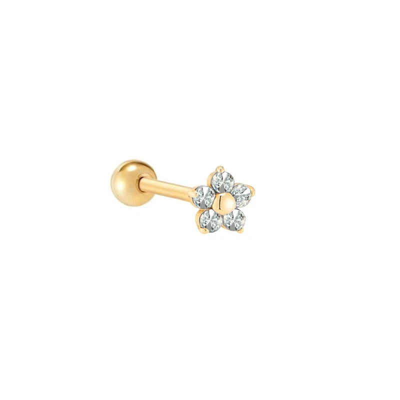 

Multi colors girls small jewelry 925 sterling silver 18k gold plated stud zircon five petals flower earrings