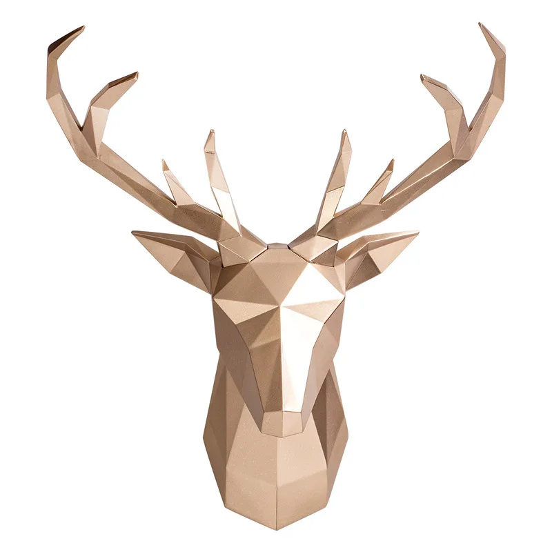 

Simple Fresh Style Nordic style deer head wall decoration background wall pendant for living room, Black, white, green, yellow, gold