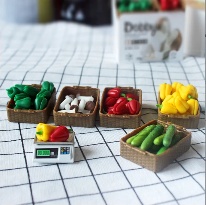 

1/6 1/12 Doll House Simulation Miniature Mini Vegetables mushrooms carrots and cucumbers model Decor