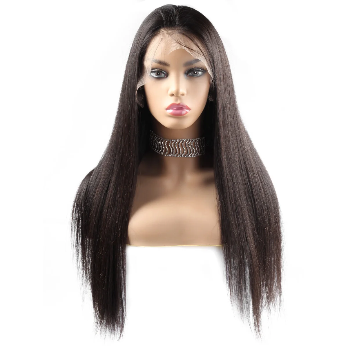 

density 150% hair wig 13X6 human hair synthetic lace front wigs natural black color straight 13X6 lace frontal wig wholesale, Natural color