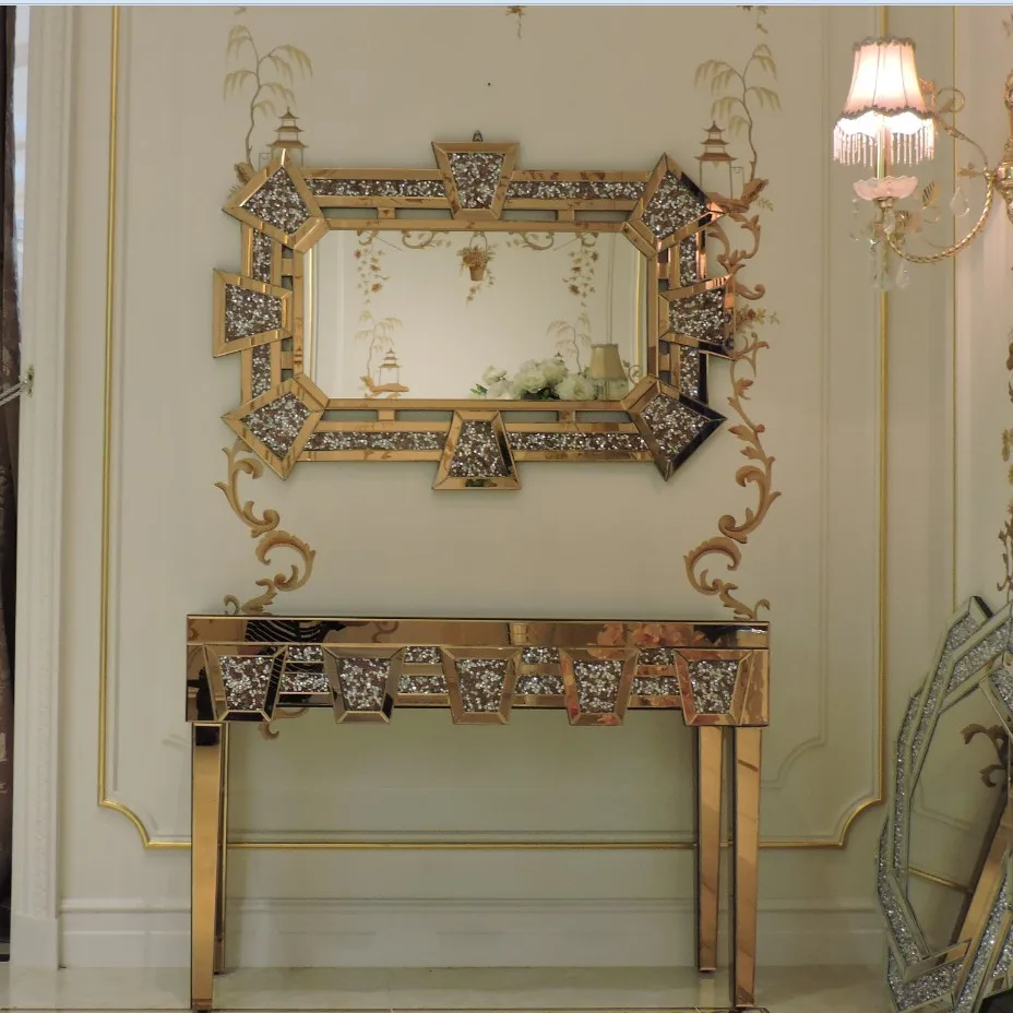 Details about   XXL Luxury Mirrored Crushed Diamond Console Hallway Table Living Room Designer 