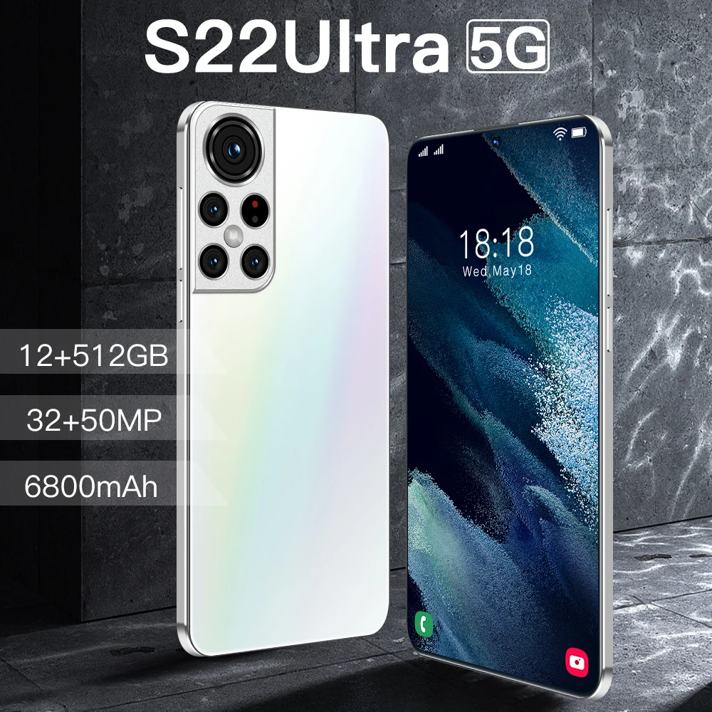 

Free for 5g Smartphone S22 Ultra 6.9 Inch Full Screen 16+512gb Android Mobile Phones With Face Id Original Unlocked Cell Phone