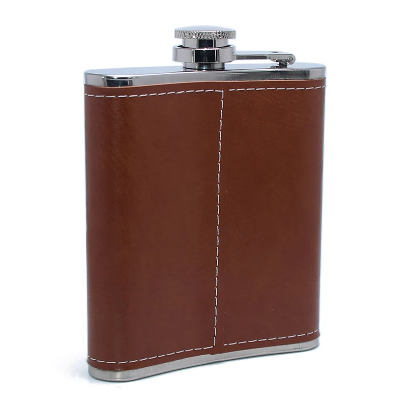 

7oz Stainless Steel PU Leather Cover Hip Flask Outdoor Travel Men Women Gift Whiskey Wine Bottle Alcohol Container Leather Flask