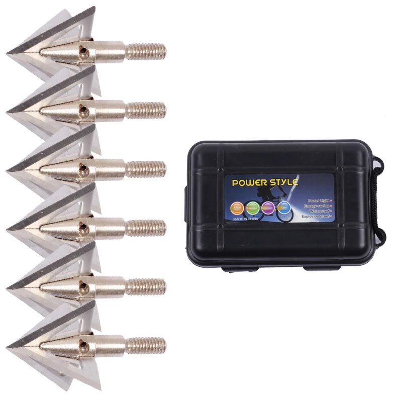 

Outdoors 100 Grain Broadhead 6 PCS Stainless Steel 4 blades Compound Bow Hunting Broadhead