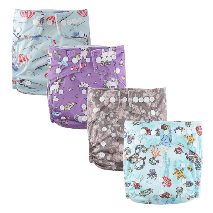 

Babyland Cloth Nappy 4 Pack New Print  Pocket Cloth Diaper Wholesale Cloth Nappies, Like picture shows