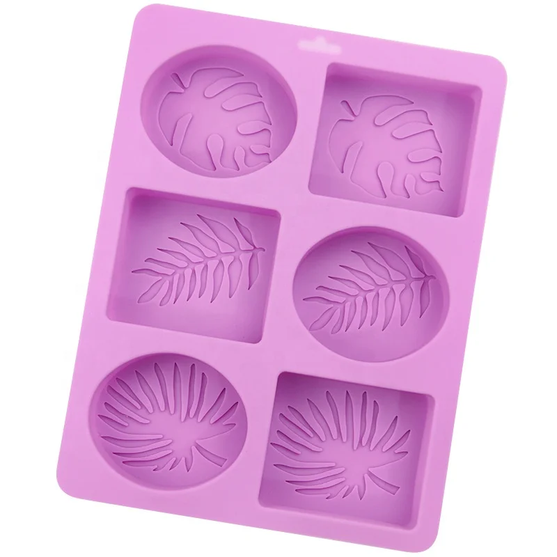 

Wholesale 6 cavity Nature Plants Palm Olive Leaves Craft Art Silicone Molds For DIY Handmade Soap Making, Purple