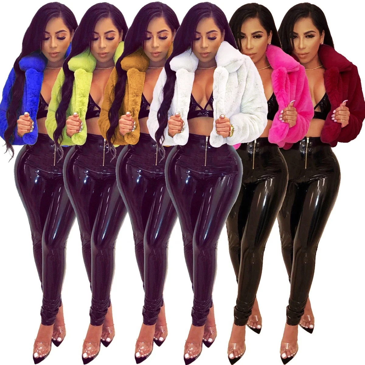 

Good quality ladies solid short jackets winter thermal clothing for women excellent faux fur coat