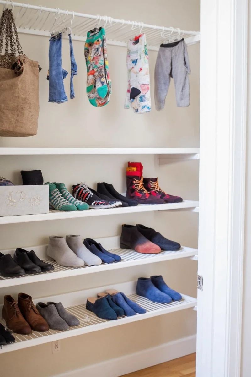 Zoned sections in a large walk-in closet