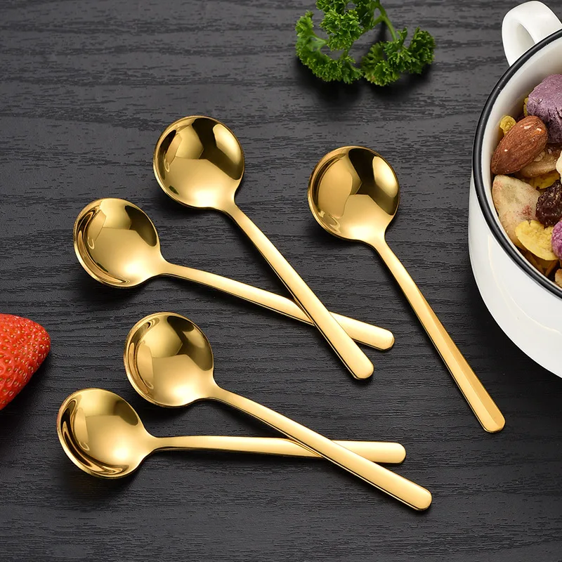 

2024 Trend 10cm 13cm 15cm 17cm 19cm 304 Stainless Steel Gold Teaspoon Metal Dessert Tea Coffee Expresso Latte Stirring S