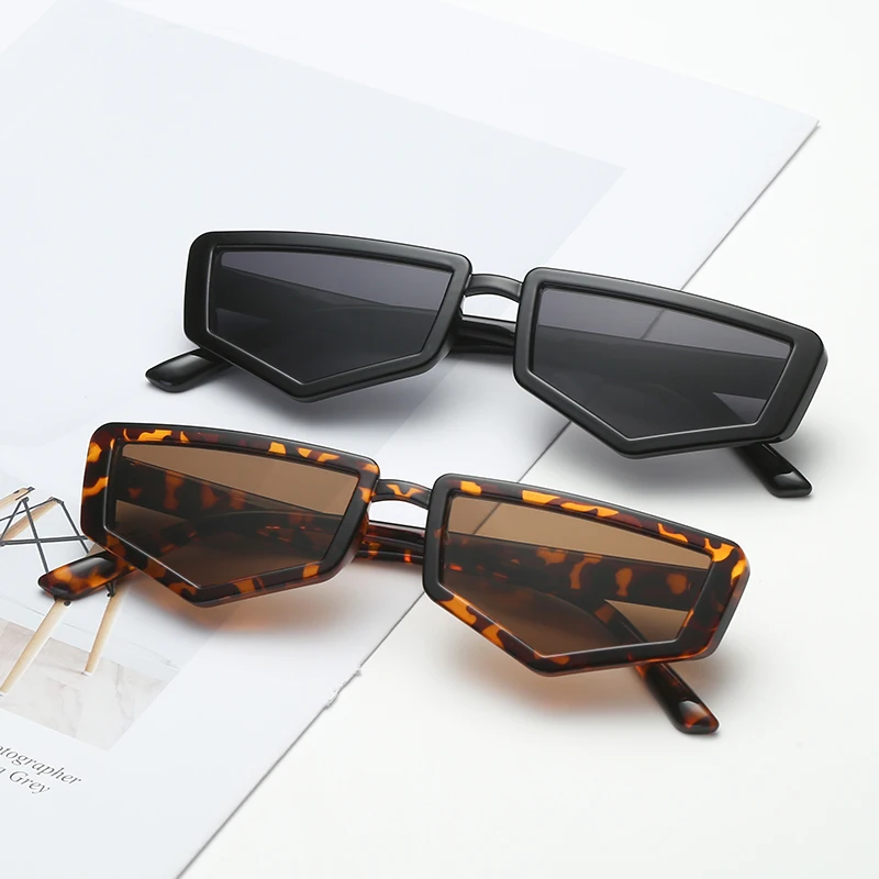 

Fashion Designer Trendy Irregular Shape Small Frame Futuristic Women Shades Sunglasses