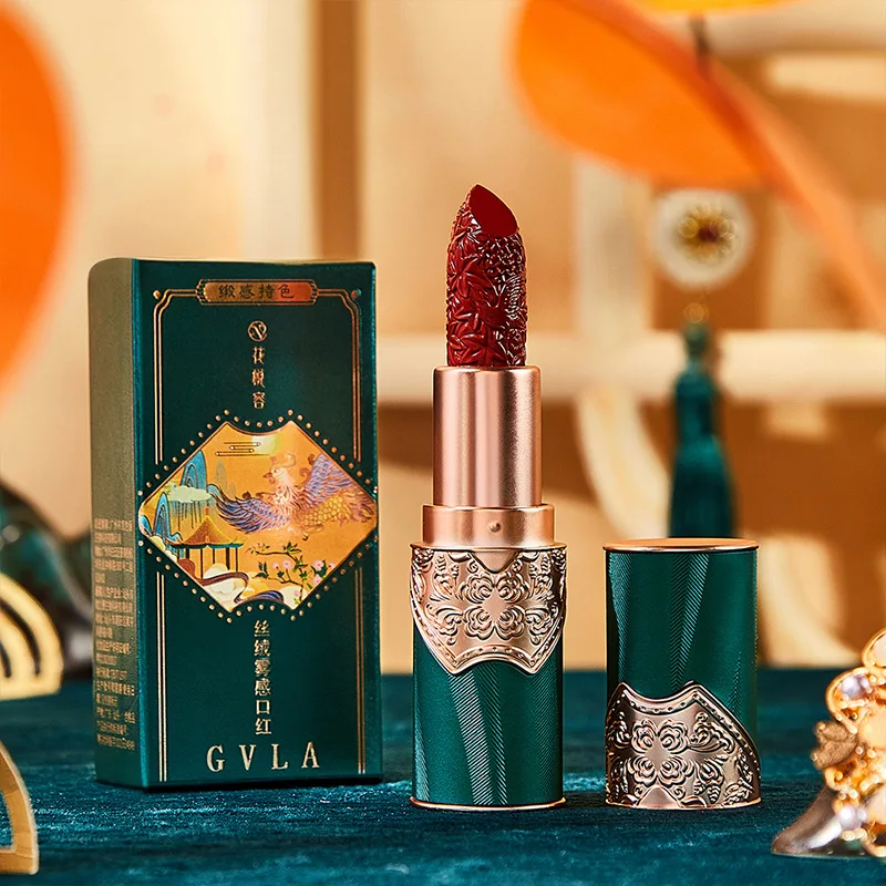 

Retro Chinese Style Carved Surface Lipstick Makeup Waterproof Women Velvet Matte Lipstick