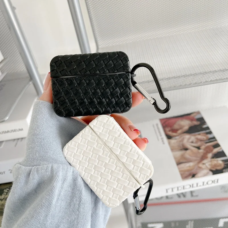 

2021 Fashional leather woven cover headphone case for airpods 1/2/3/ pro