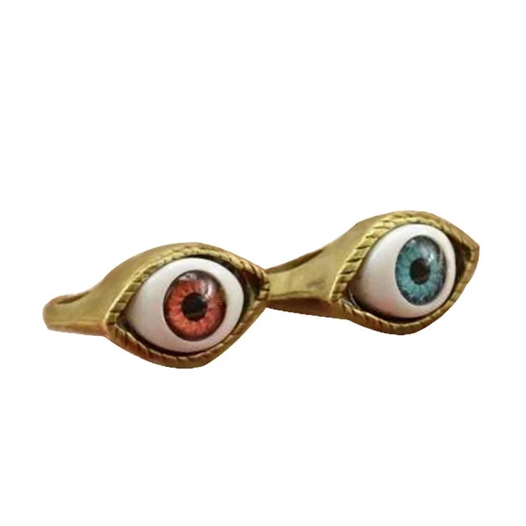 

Vintage Eye Finger Ring Explosive Alloy Geometric Punk Retro Exaggerated Blue Eye Ring Ring Female Eyeball Punk Goth Jewellery, Picture shows