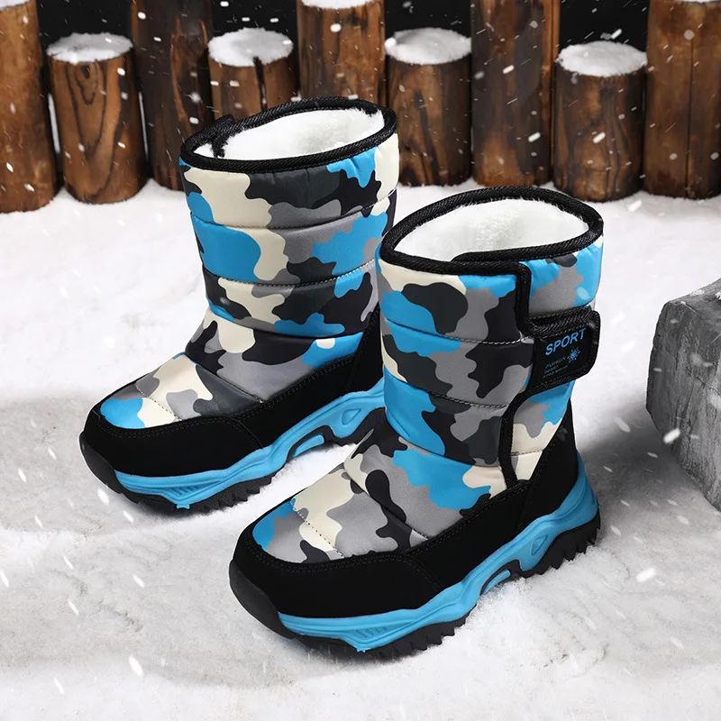 

Children's Non-slip Camouflage Snow Boots Men's And Women's Warm Cotton Shoes With Fleece In Middle TubeShoes, Multicolor optional