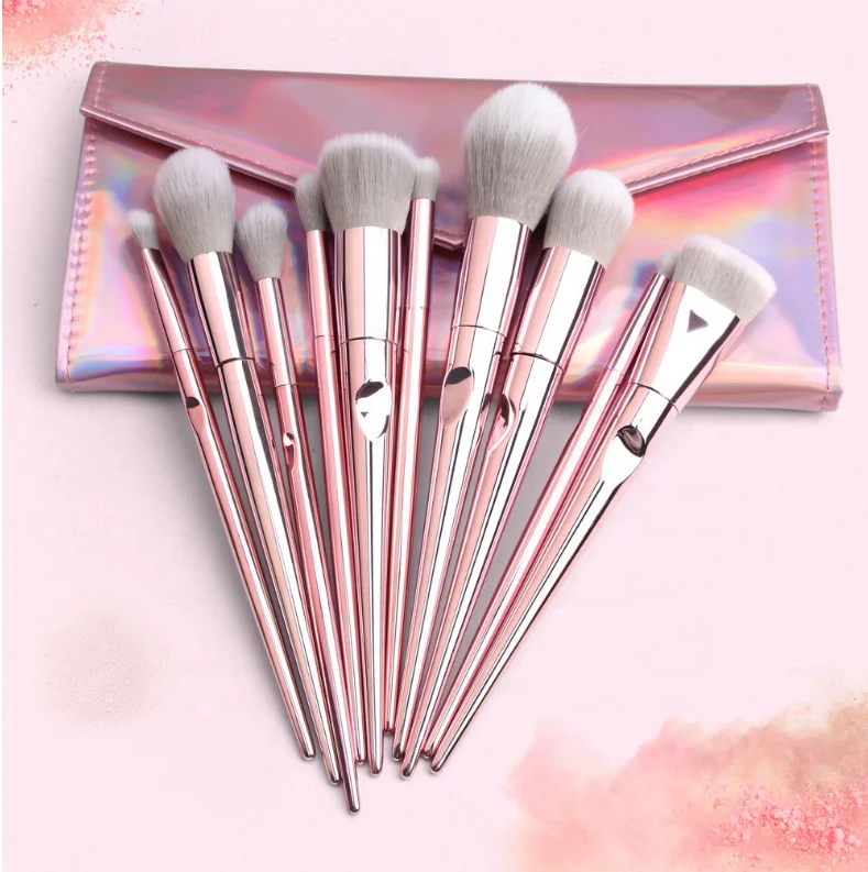 

HZM 10Pcs makeup brushes with makeup bags exquisite pink handle wet and wild makeup brush sets