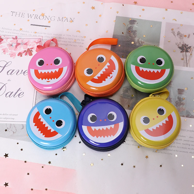 

TOPSTHINK Cartoon shark smile round tin small girl belt coin bag custom, 6 colors