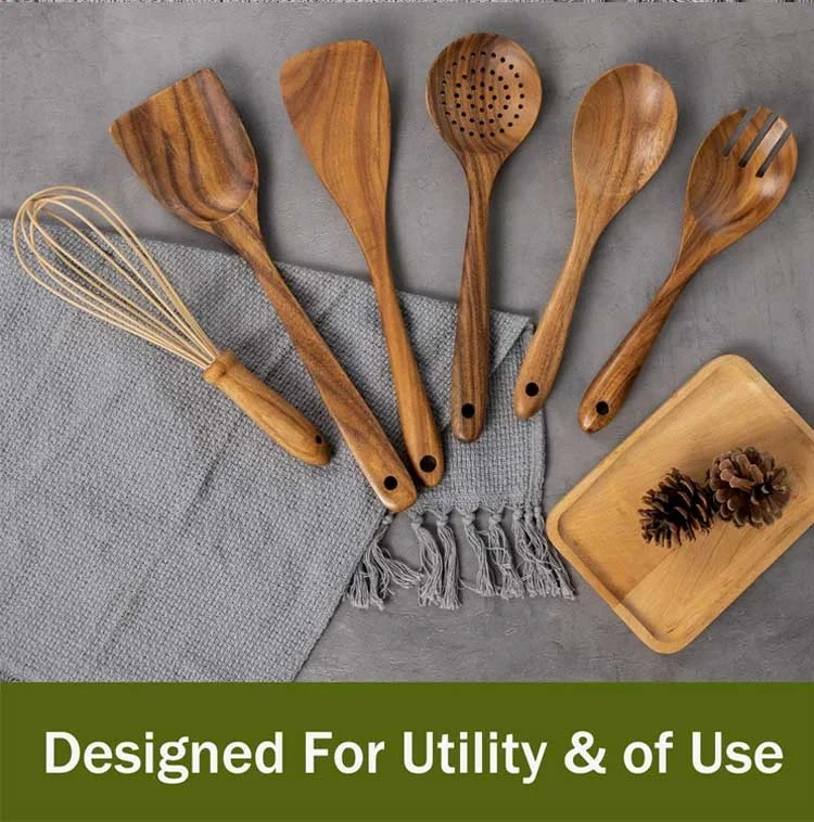 natural teak wood utensils