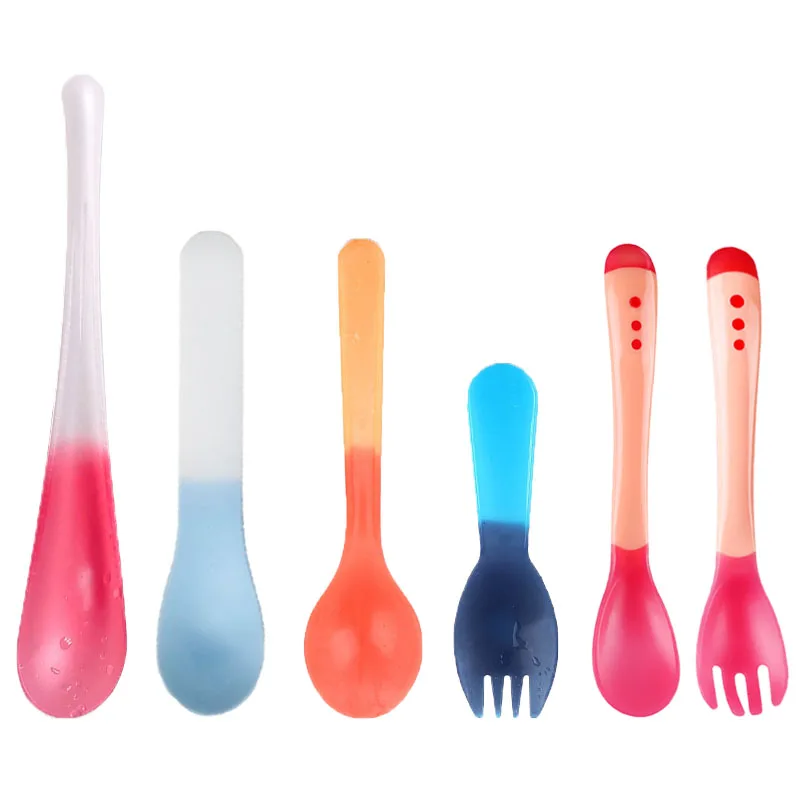 

Factory Direct Customize Logo Shape Pattern Color Custom Plastic Spoon and Fork Color Changing Spoon