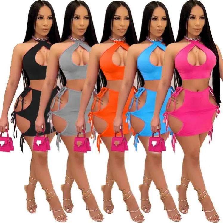 

1032919 New Arrival 2021 Women Clothes Outfits Women Two Piece Skirt Set