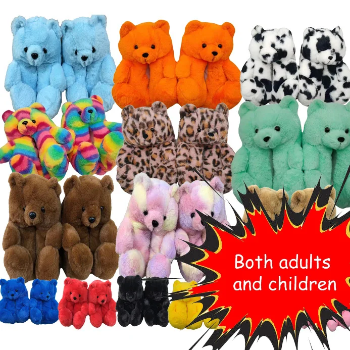 

Put on bear inspired Custom 1:1 best-selling shoes, lovely winter gift for girls, B2C/FB/ Christmas party teddy bear slippers