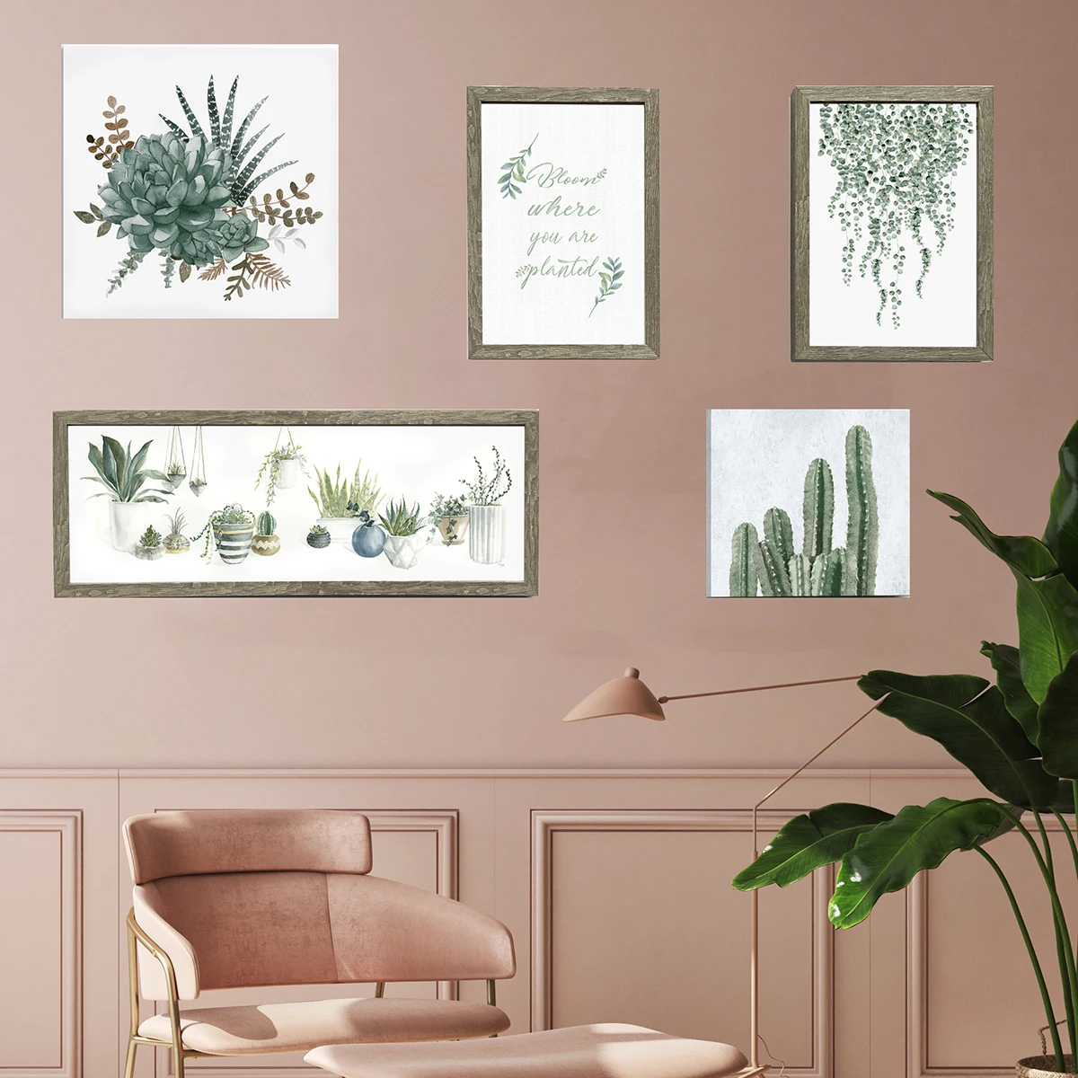 

Cactus Succulent Plant Canvas Wall Art Print Green Plants Wooden Framed Painting