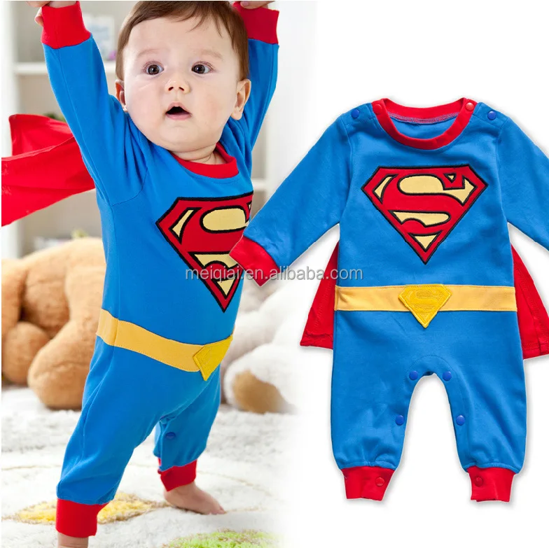 

Meiqiai 11 Style Super man Romper With Cloak Embroidery Goku Romper Baby Suit Jumpsuit, Black,blue