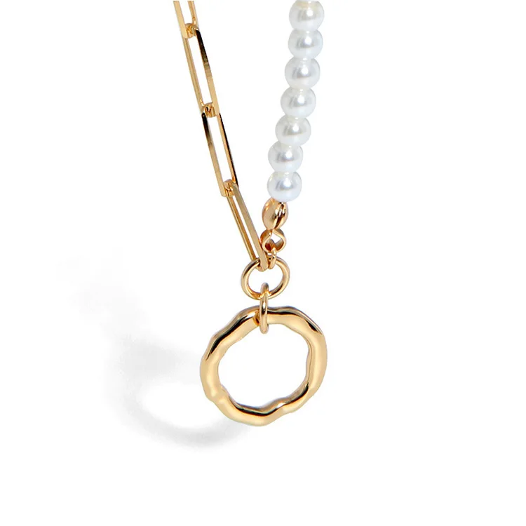 

Korean trendy gold plated woman set jewelry pearl necklace for women