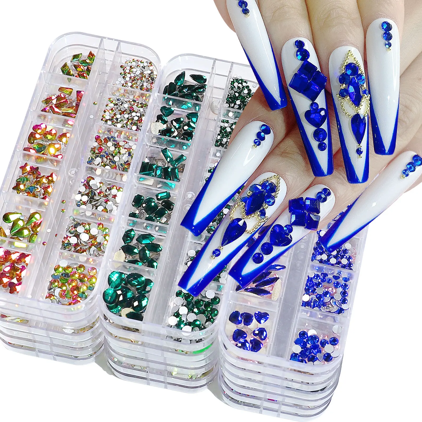 

Wholesale rhinestone nail art crystal mix sizes diamond for nails